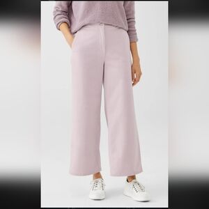 Eileen Fisher Organic Cotton Stretch Corduroy Wide-Leg Pant Easy Fit Ankle  NWOT